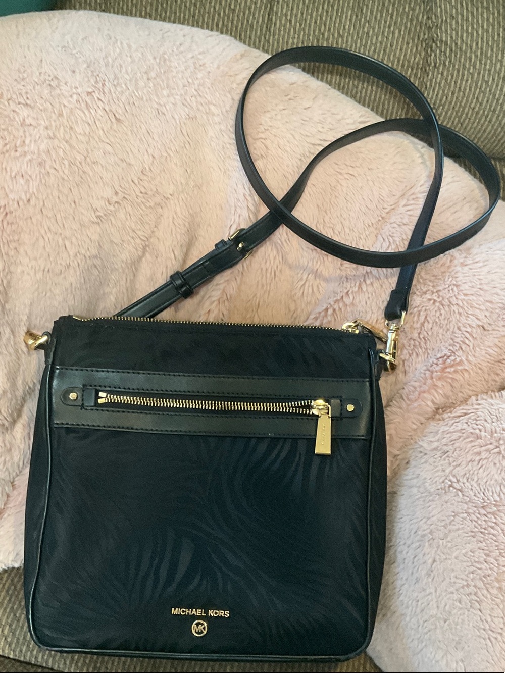 Michael Kors Black Crossbody with Gold-Tone Hardware